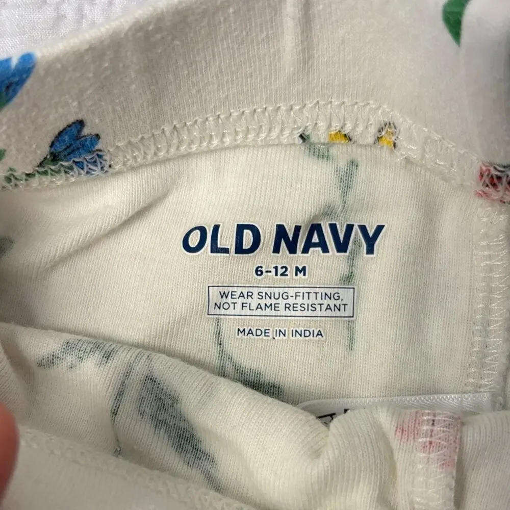 Old Navy Cream Flower Child Floral T-Shirt and Shorts Set Sz 6-12 months Spring